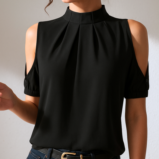 Alycia – Cold Shoulder Mock Neck Blouse for Women