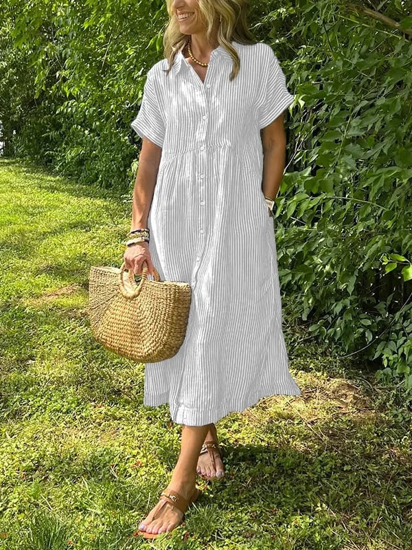 Rochelle – Striped Cotton Summer Dress