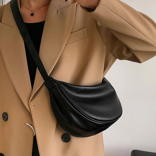 Theda – Crescent Leather Shoulder Bag for Women