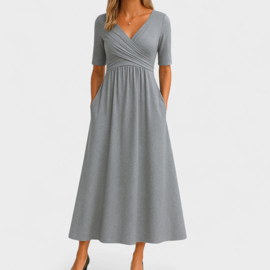 Naureen – Elegant V-Neck Empire Waist Maxi Dress for Women