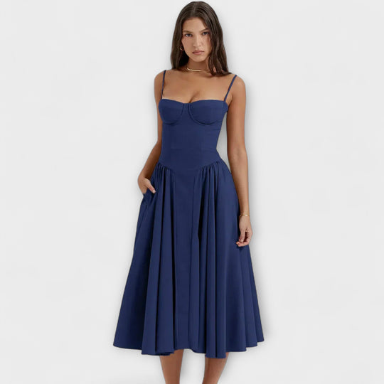 Ameline – Feminine Midi Dress with Waist Focus