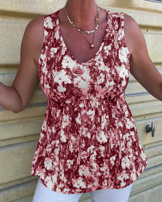Gabrielle - Floral Print Sleeveless Blouse for Women