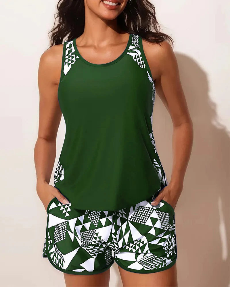 Nikola – Geometric Tank Lounge Set for Women