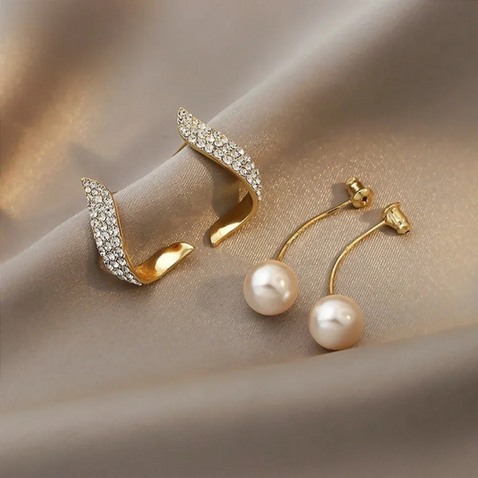 Danessa – Crystal Arc Pearl Drop Earrings