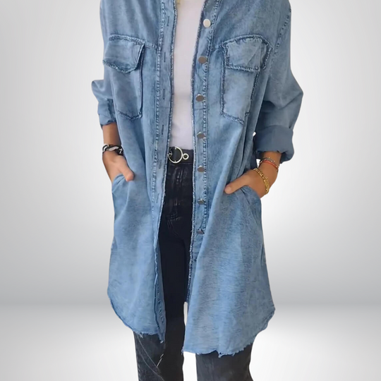 Calvessa – Longline Denim Shirt Jacket for Women