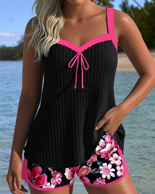 Aldona  – Floral Tankini with Coral Accent