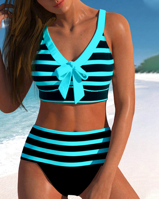 Zena – Striped Bow Bikini Set for Women
