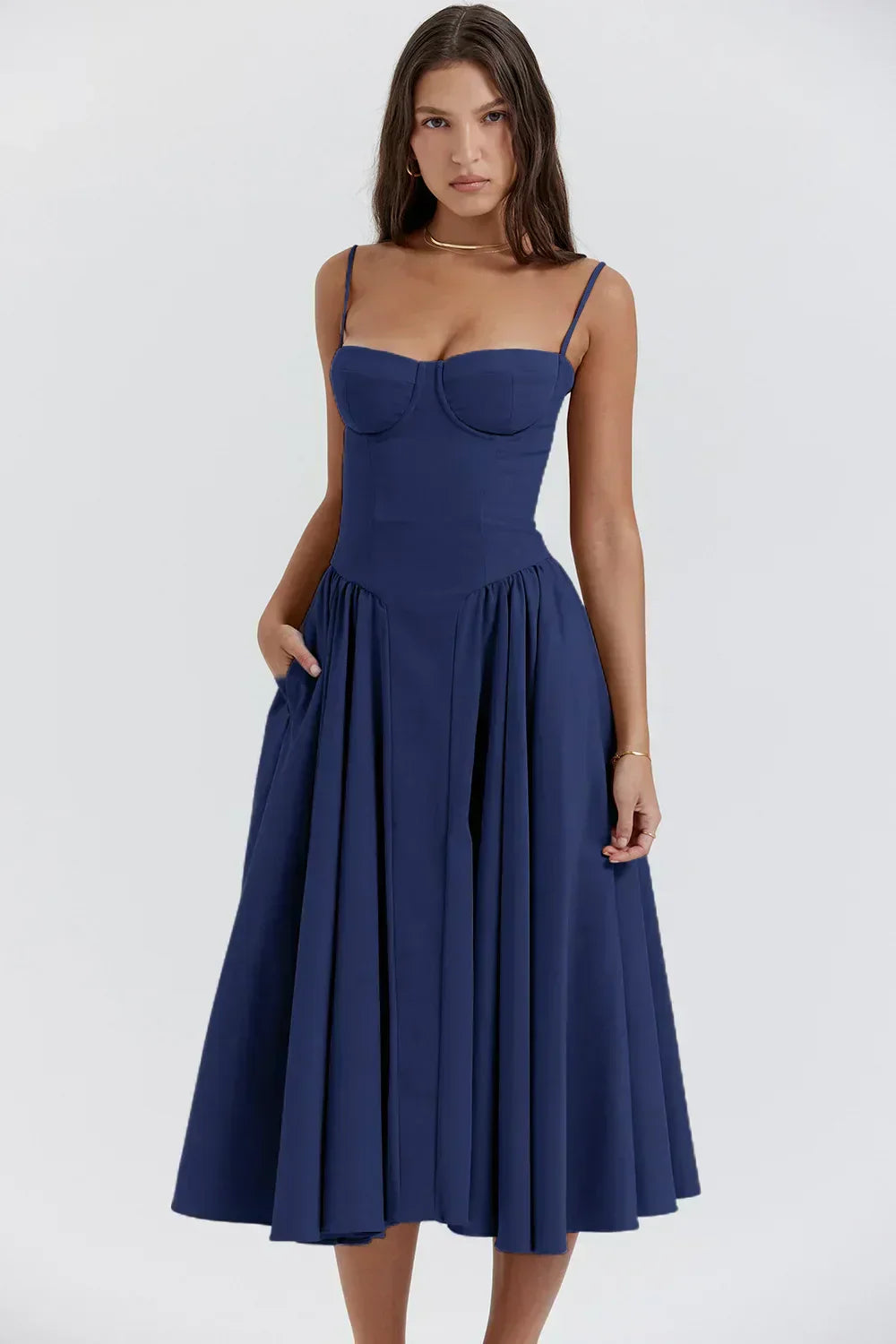 Serenah – Strapless Midi Dress with Sweetheart Bodice