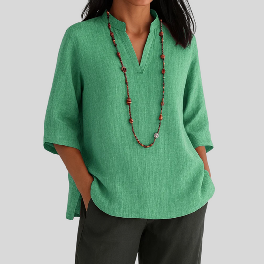 Dolores – Linen Split Neck Tunic for Women