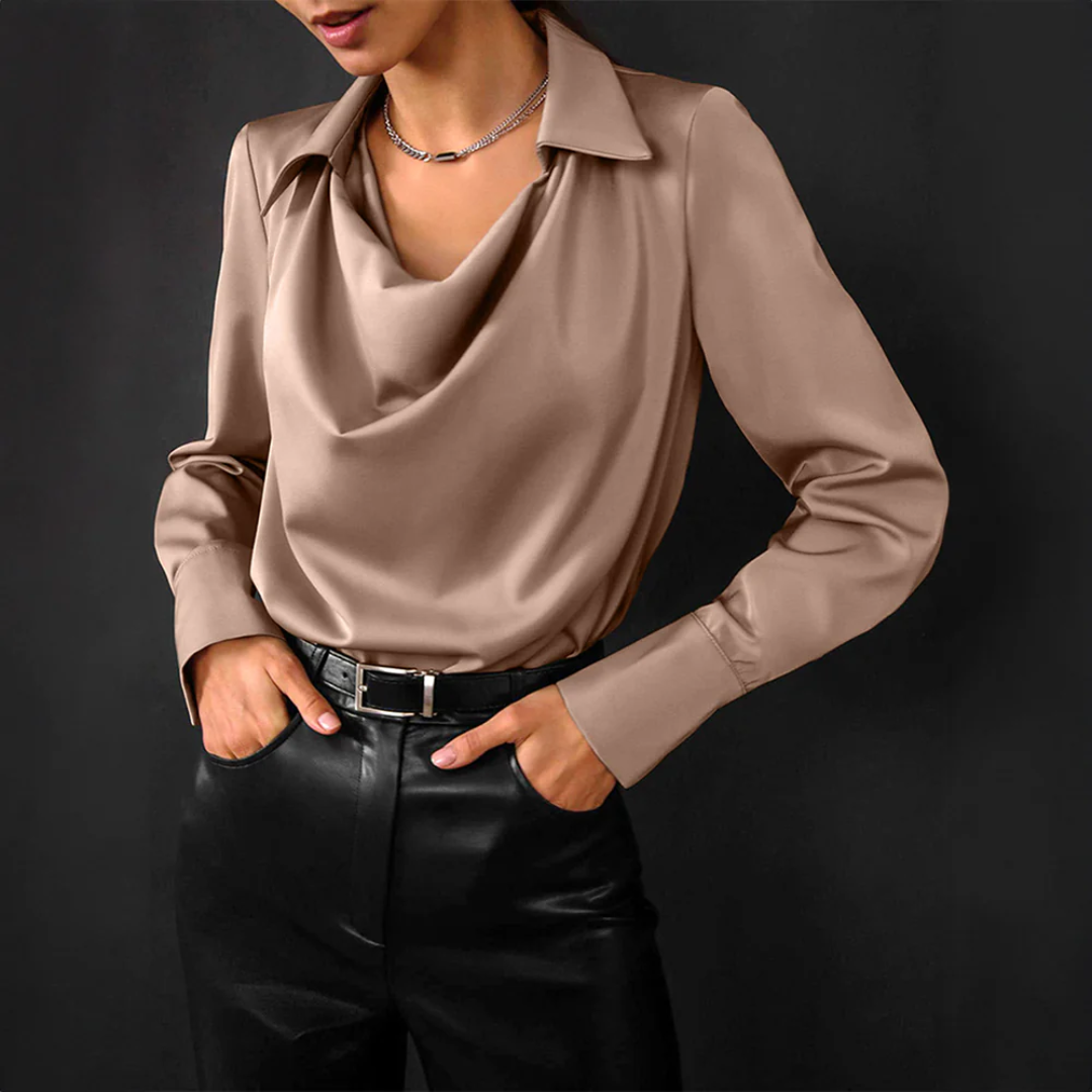 Marceline – Satin Cowl Neck Blouse for Women