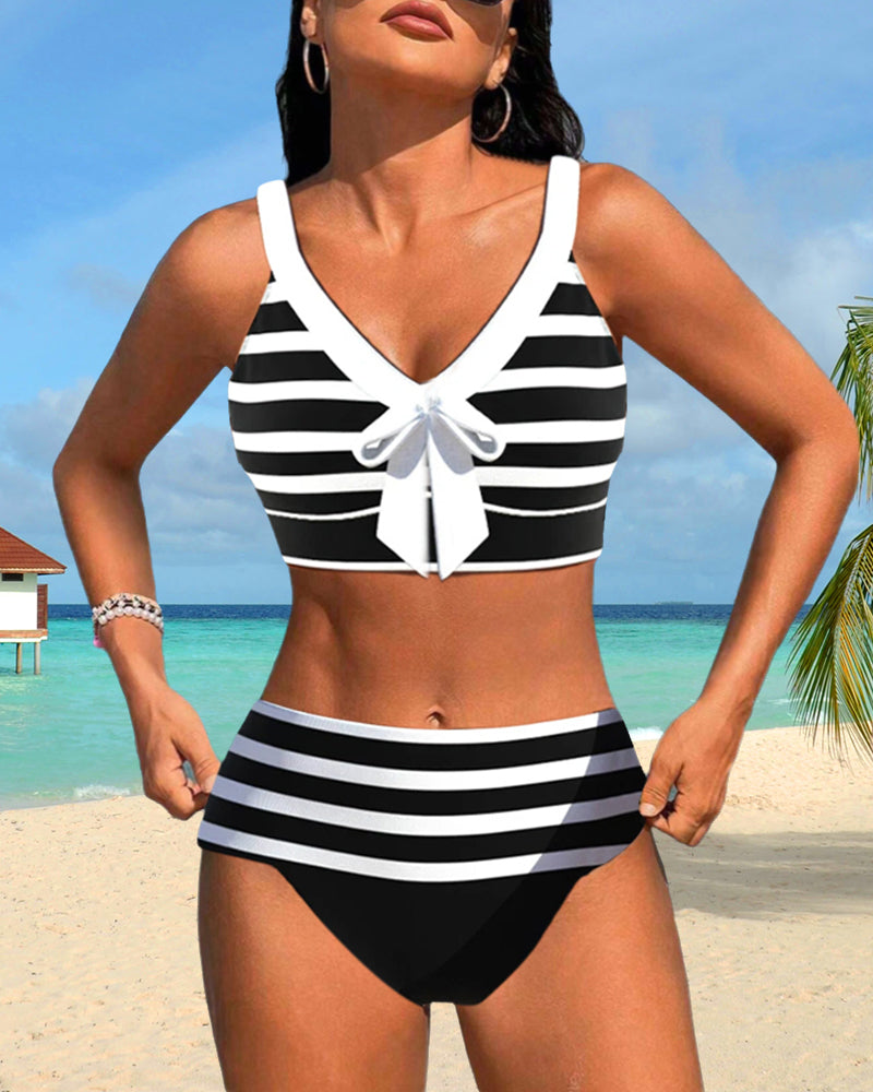 Zena – Striped Bow Bikini Set for Women