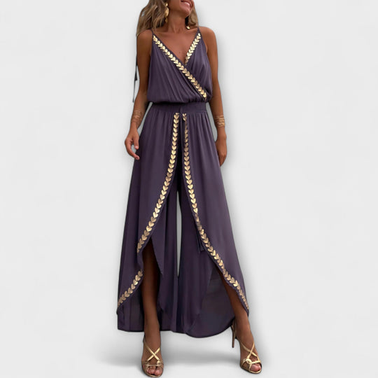 Nerina – Jumpsuit with Golden Accents and Boho Flair