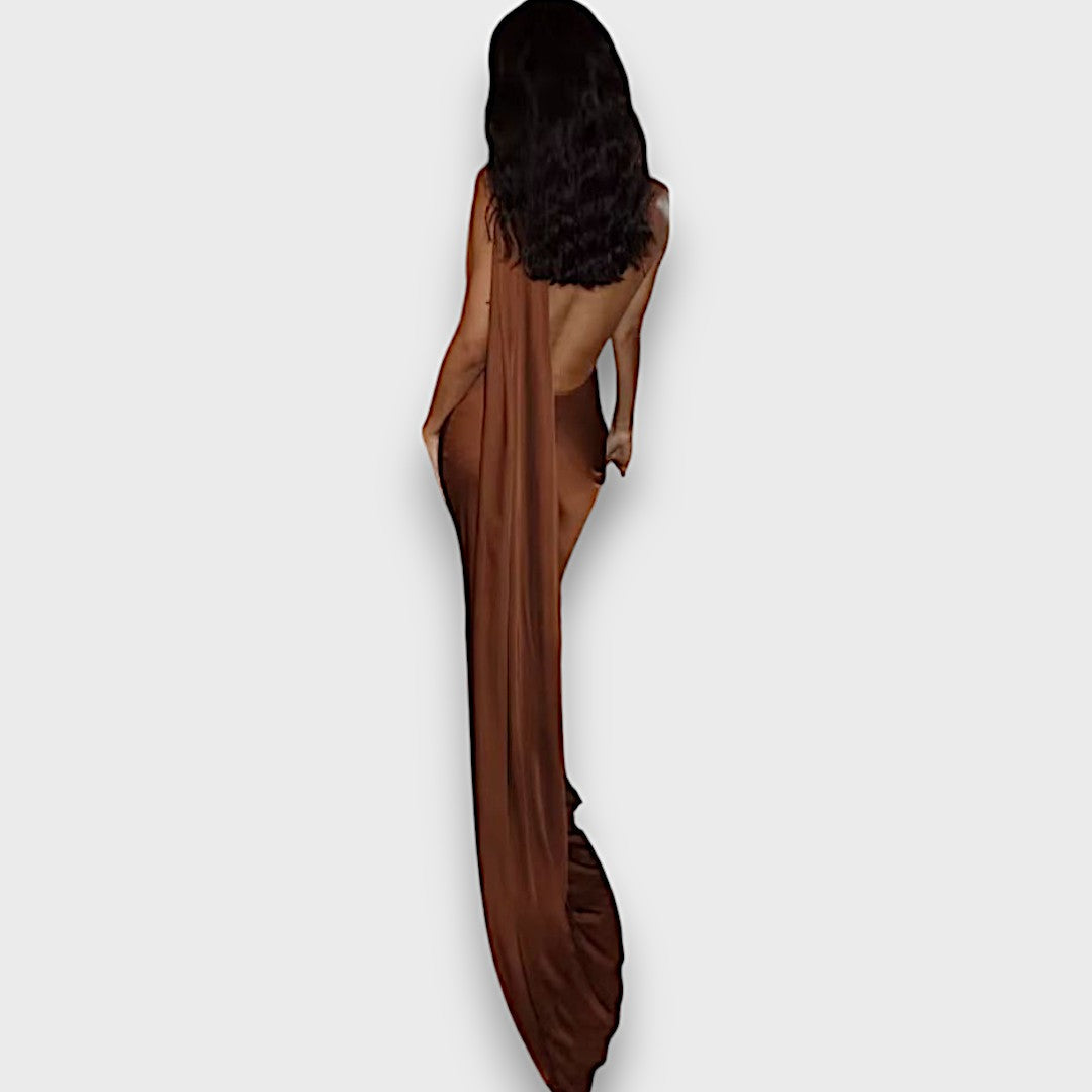 Corinne – Asymmetrical Evening Dress with Draping
