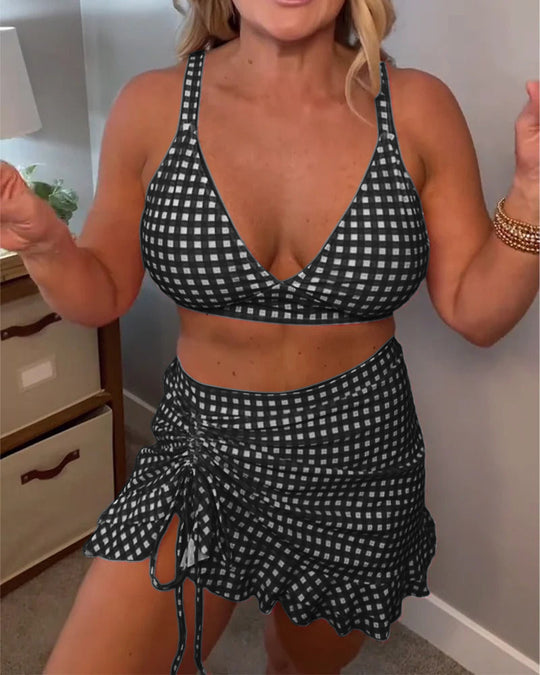 Franciszka – Gingham Wrap Set for Women