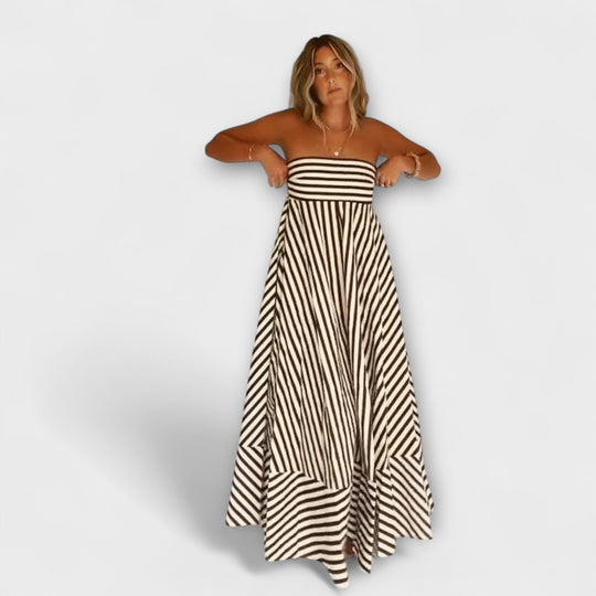Marea – Strapless Striped Maxi Dress