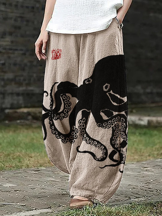 Tisha – Ocean Spirit Wide-Leg Trousers for Women