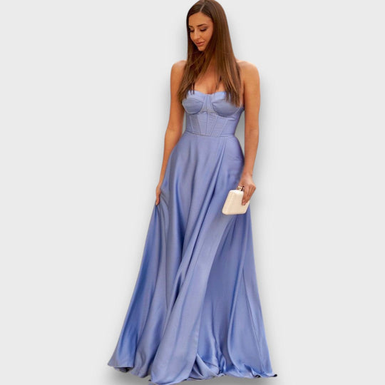 Victoria – Long Dress with Back Lacing and Slit