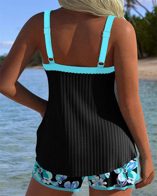 Aldona  – Floral Tankini with Coral Accent