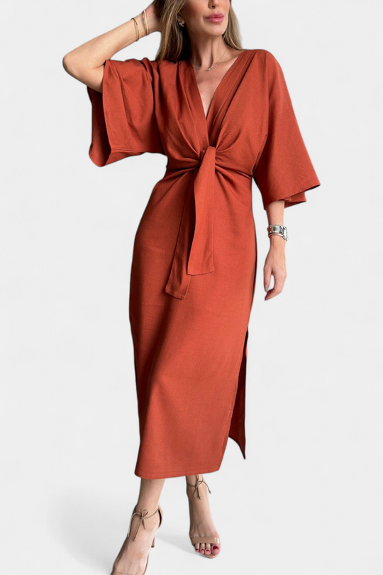Leontine – Dress with Ties and Kimono Sleeves