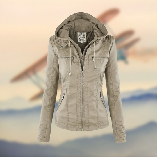 Marleigh – Hooded Faux Leather Jacket for Women