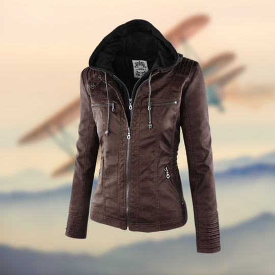 Marleigh – Hooded Faux Leather Jacket for Women