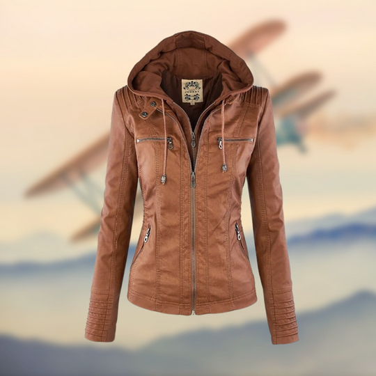 Marleigh – Hooded Faux Leather Jacket for Women