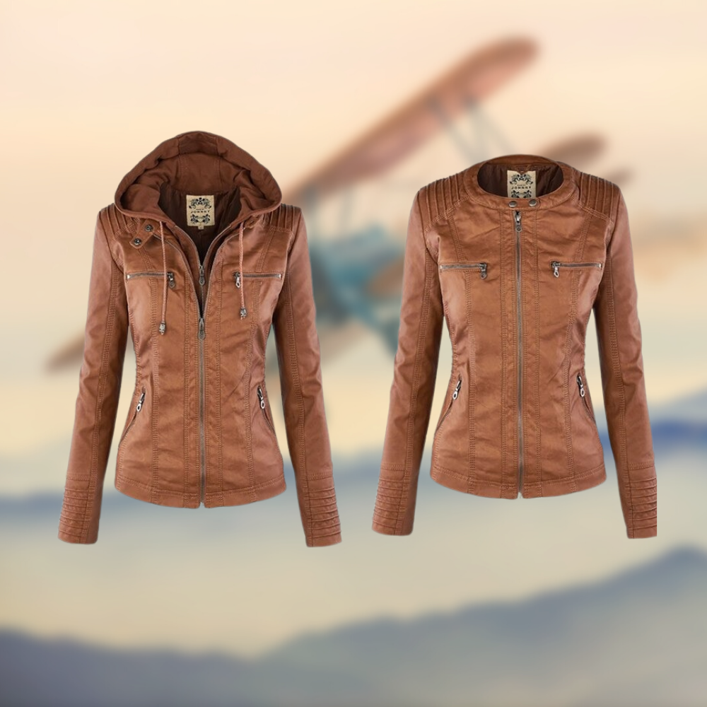 Marleigh – Hooded Faux Leather Jacket for Women