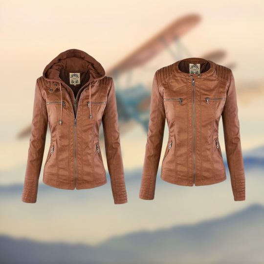 Marleigh – Hooded Faux Leather Jacket for Women