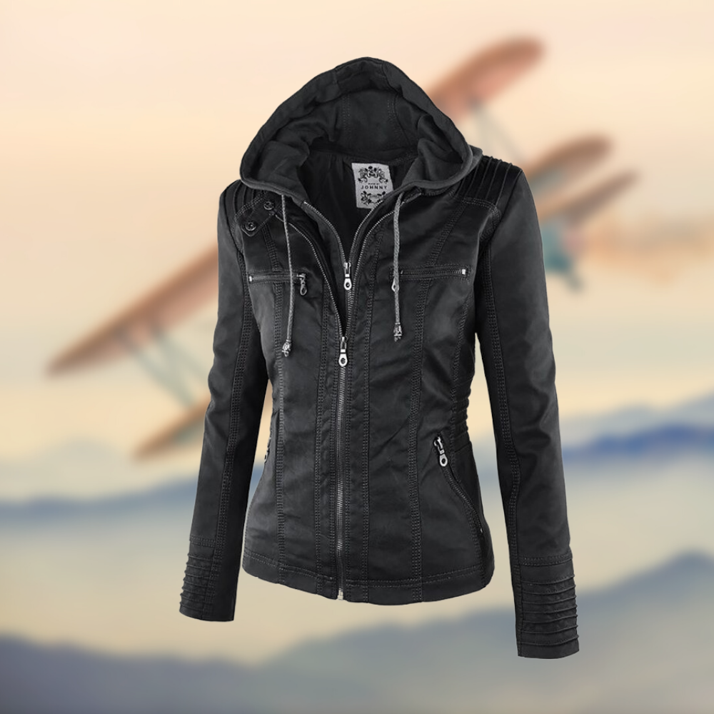 Marleigh – Hooded Faux Leather Jacket for Women