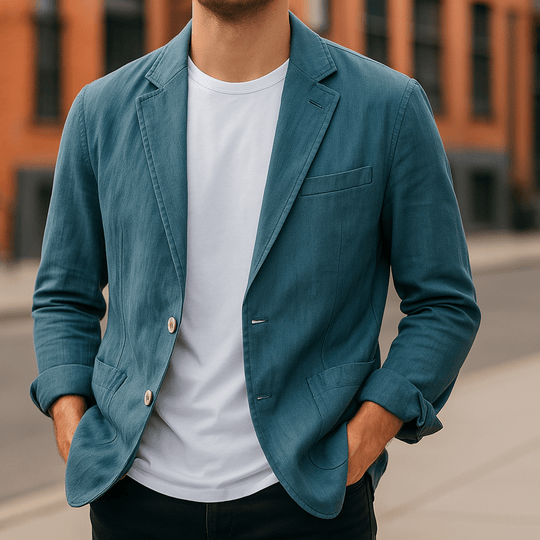 Iván - CoastLine Linen Blend Blazer Blue