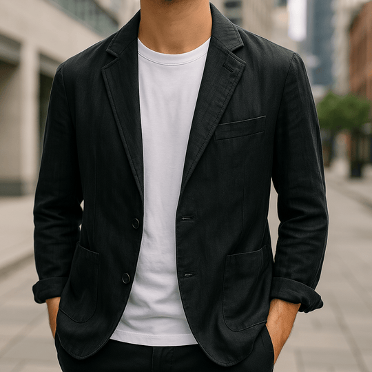 Iván - CoastLine Linen Blend Blazer Black