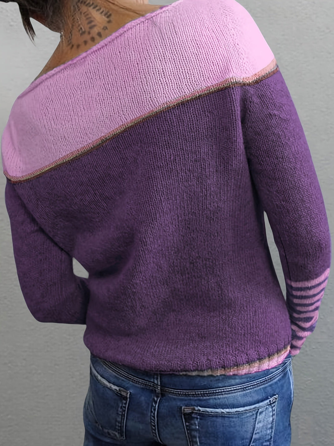 Celia – Off-Shoulder Striped Knit Sweater for Women