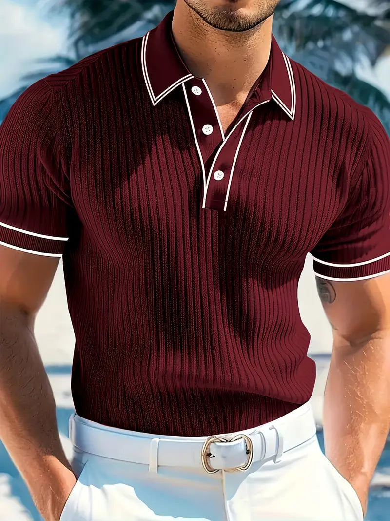 Luca – Textured Ribbed Polo for Men