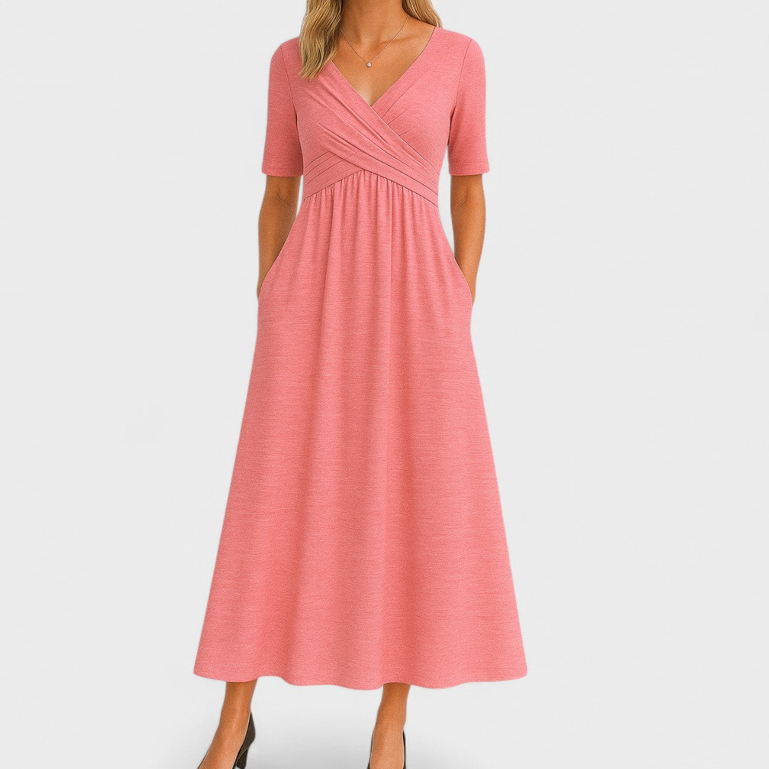 Naureen – Elegant V-Neck Empire Waist Maxi Dress for Women