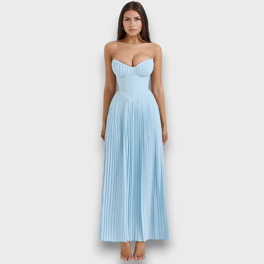 Evianne – Pleated Bustier Dress with Maxi Finesse