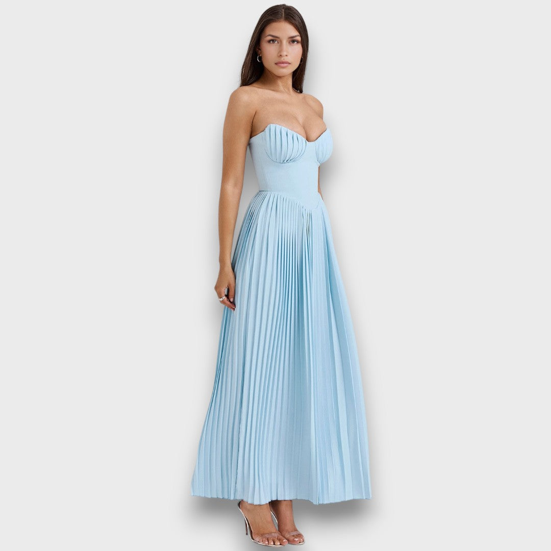 Evianne – Pleated Bustier Dress with Maxi Finesse