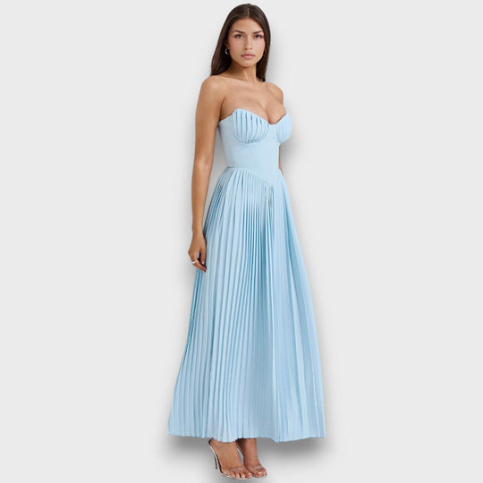 Evianne – Pleated Bustier Dress with Maxi Finesse