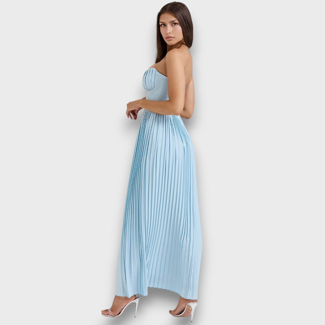 Evianne – Pleated Bustier Dress with Maxi Finesse