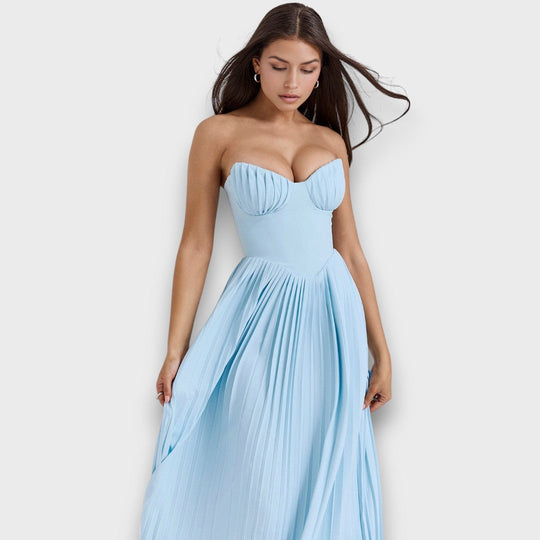 Evianne – Pleated Bustier Dress with Maxi Finesse