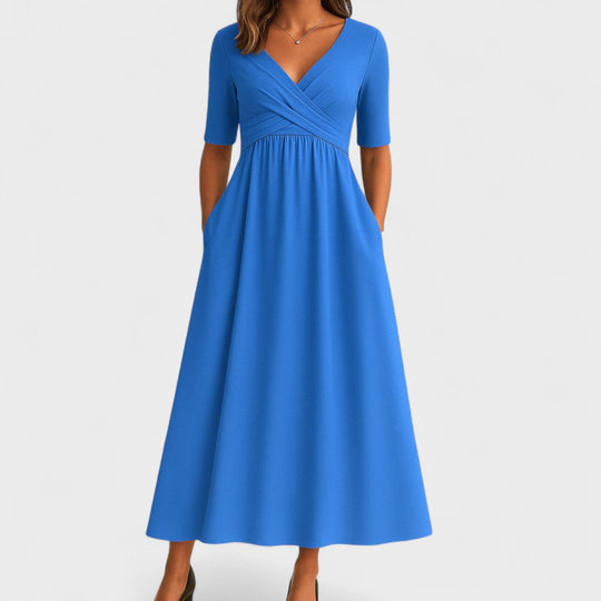 Naureen – Elegant V-Neck Empire Waist Maxi Dress for Women