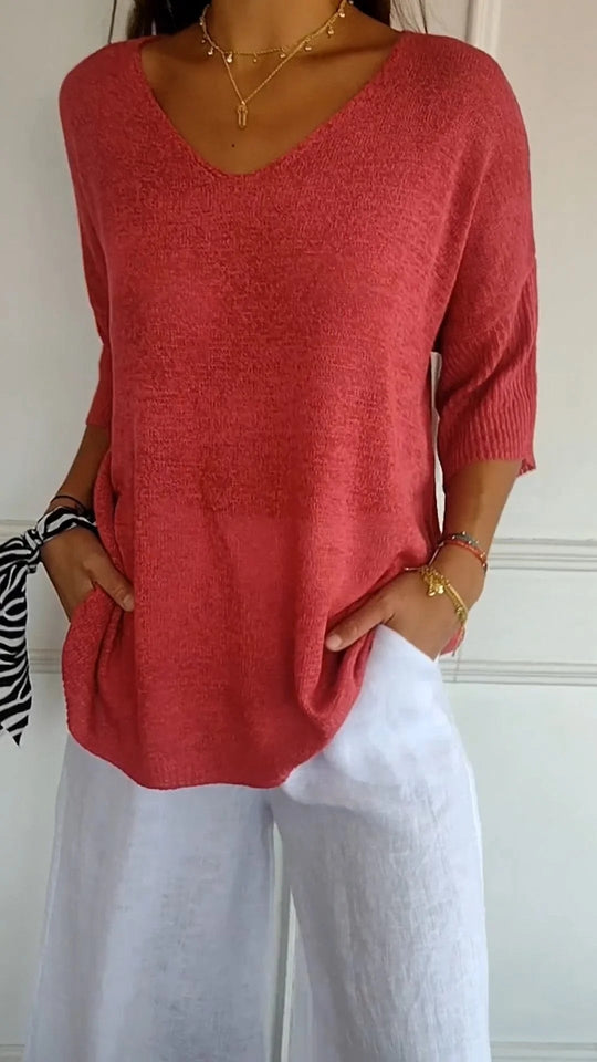 Chloe - SoftVibe Knit V-Neck Top