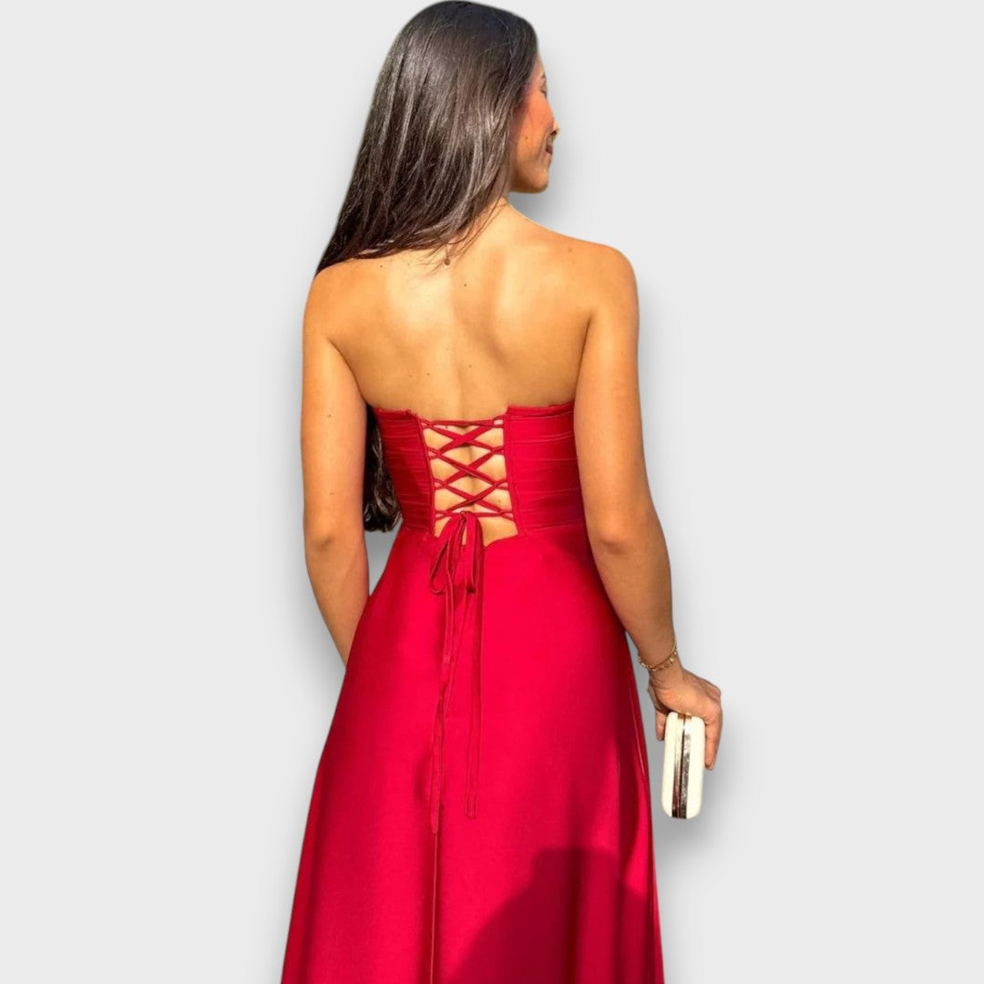 Victoria – Off-the-Shoulder Evening Dress with Back Lacing