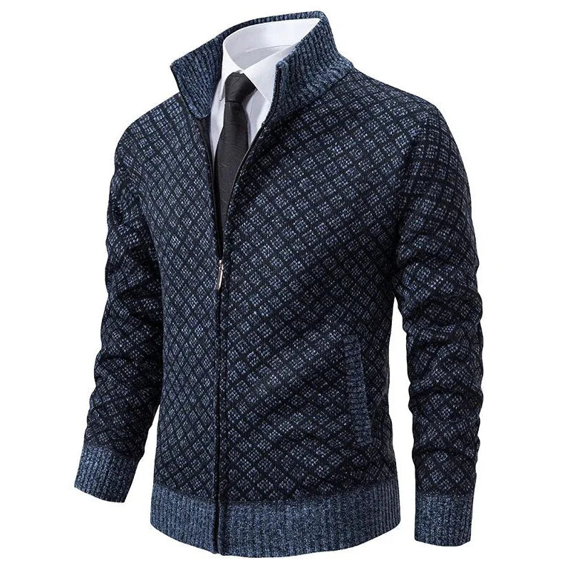 Adrian – Diamond Knit Zip Cardigan for Men