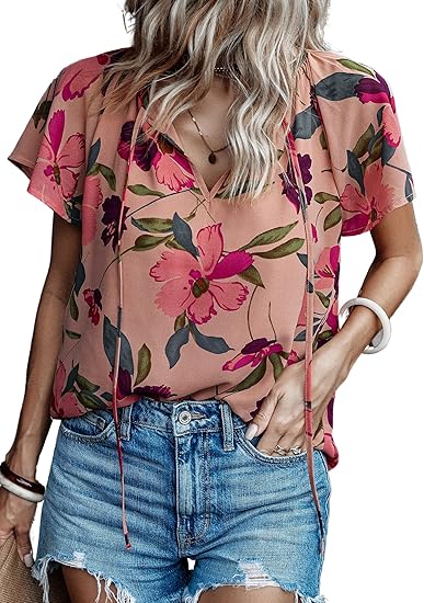 Carmela – Ruffle Short Sleeve Tunic Top for Women