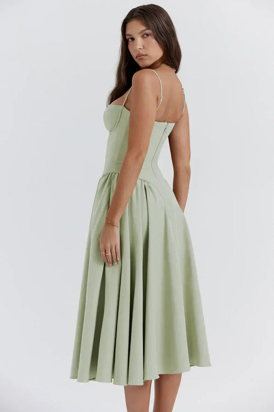 Serenah – Strapless Midi Dress with Sweetheart Bodice