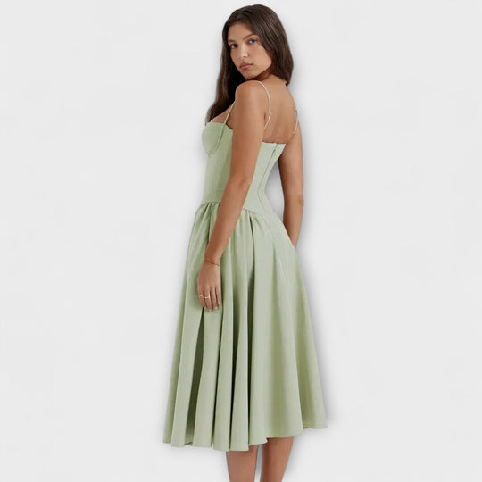 Ameline – Feminine Midi Dress with Waist Focus