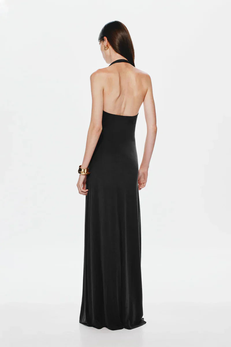 Valerie – Deep Plunge Halter Maxi Dress for Women