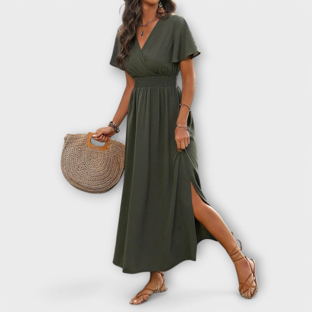Alvera – Maxi Dress with Wrap Effect and Side Slit