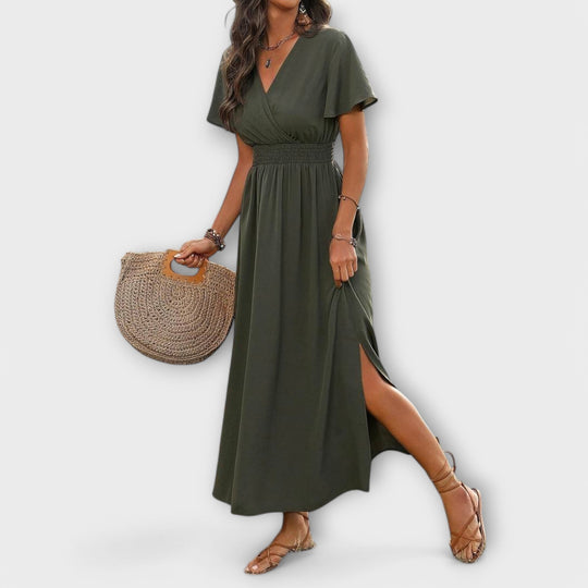 Alvera – Maxi Dress with Wrap Effect and Side Slit