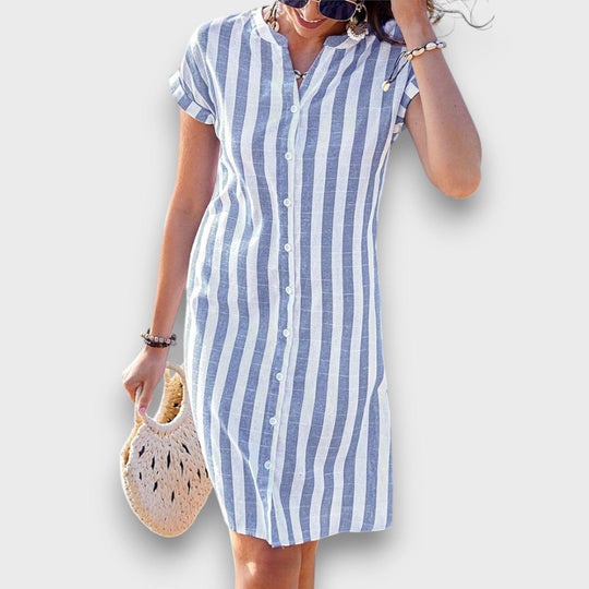 Martine – Striped Shirt Dress with Ease